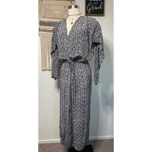 Ulla Johnson Woman’s Plus Size 4 Blue & Grey Long Sleeve Silk Jumper